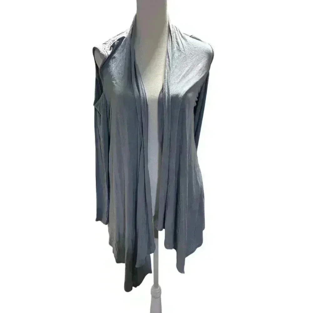 Soft Surroundings Size Medium Blue Open Waterfall Front Cold‎ Shoulder Cardigan
